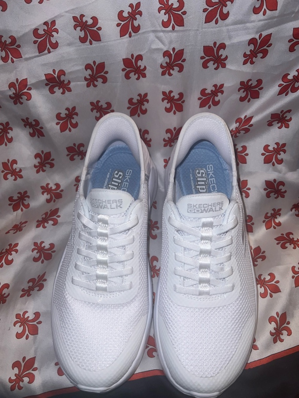 Skechers GOwalk Women's All-White Knit Lace-Up Sneakers